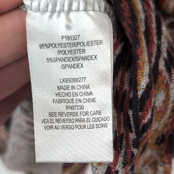 NWT Absolutely Famous | Boho Geometric Brown Grey Black 3/4 Sleeve Top Size 3X - Picture 7 of 11